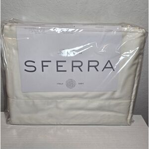 Sferra Sheet Set Queen Neveno Long Staple Cotton Sateen Italy Bedding Ivory